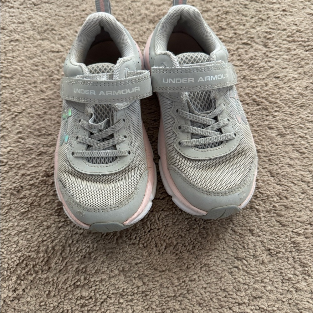 Under Armour Kids' Light Gray and Pink Sneakers